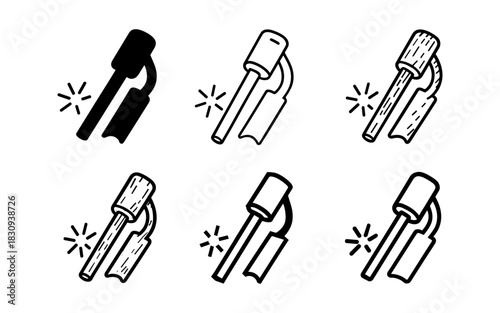 Monochrome nail polish icons: brush and bottle collection for beauty and cosmetic designs