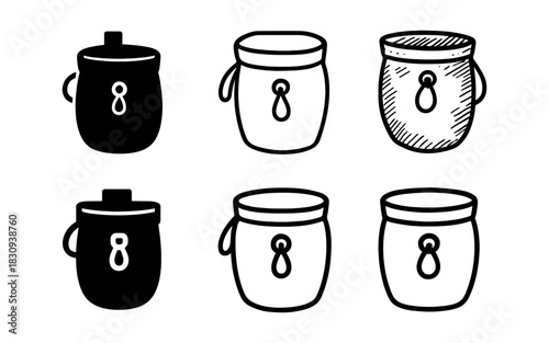 Chalk bags set in different styles for climbing enthusiasts