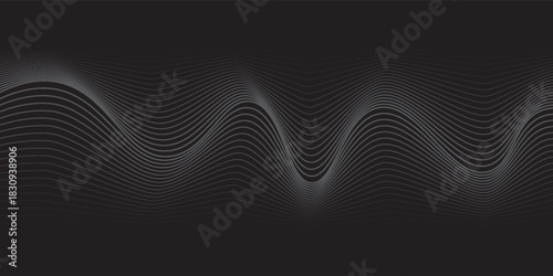 Horizontal line pattern. From thin line to thick. Parallel stripe. Black streak on white background. Straight gradation stripes. Abstract geometric patern.