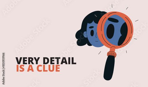 Vector illustration of a magnifying glass revealing clues like hidden whispers