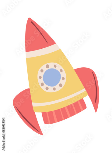 Toy rocket cute colorful spaceship
