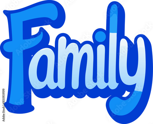 Family text effect in blue color editable   vector on white background 