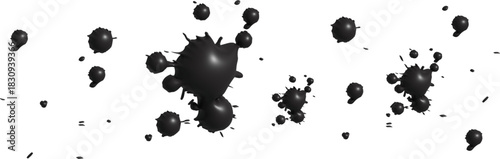 Abstract black ink splatters and paint drops texture design Vector