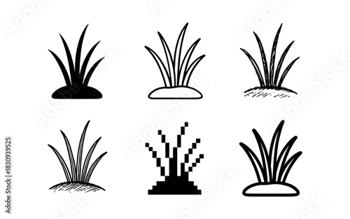 Diverse grass styles: silhouette, pixel, sketch, and more