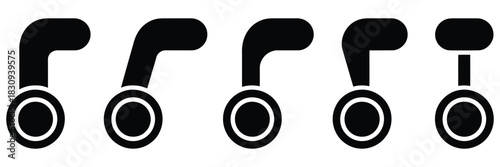 Caster Wheel Icon Set Swivel Wheel Rotation Handle Mobility Vector Mechanical Motion Symbols