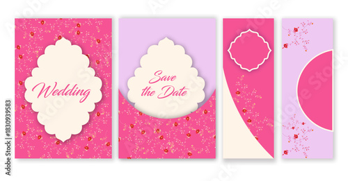 Indian Wedding Invitation set of Mehndi, Sangeet and wedding