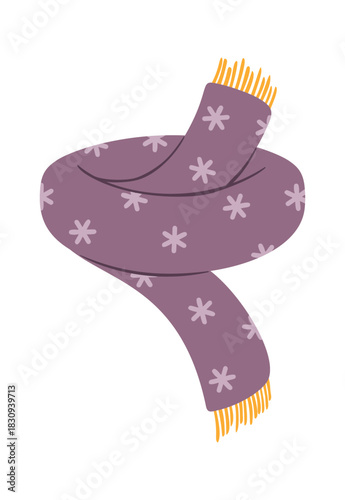 Knitted winter scarf snowflakes print