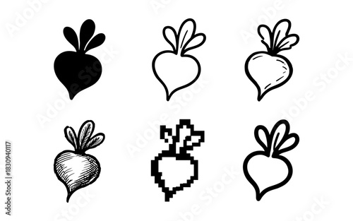 Creative beetroot designs in varied artistic styles for unique visual appeal