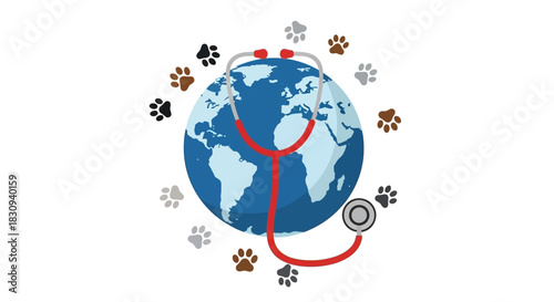 Global Veterinary Medicine and Animal Health Concept
