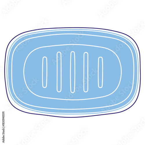 Simple Blue Soap Dish Illustration for Bathroom Hygiene and Cleanliness Promotion and Modern Interior Design Element