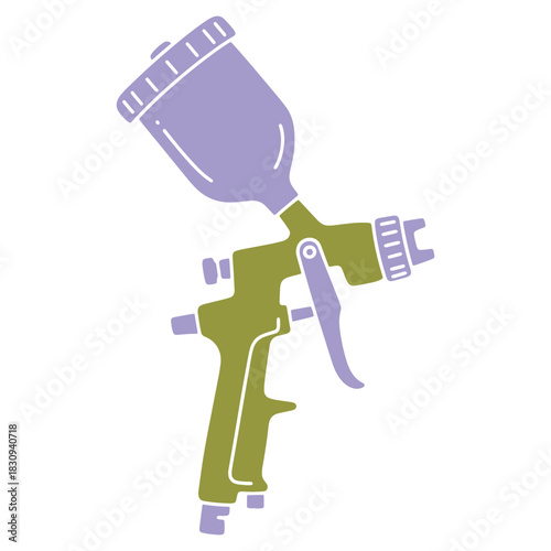 Spray Gun Illustration in Soft Colors for Industrial and Artistic Applications Detailed Tool Design on White Background Professional Equipment Concept