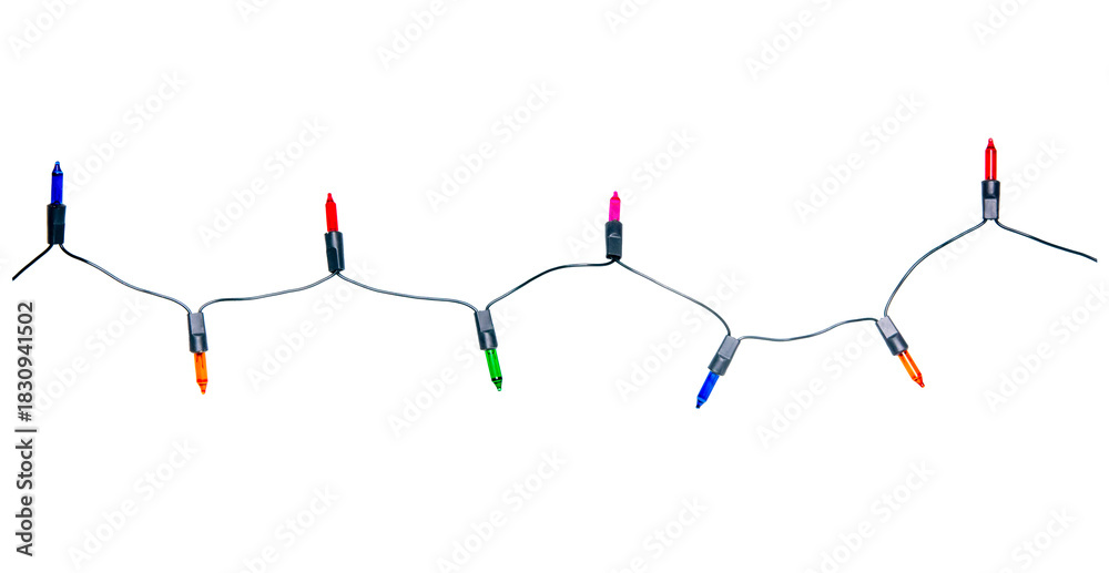 Naklejka premium String of Christmas lights isolated on white background With clipping path