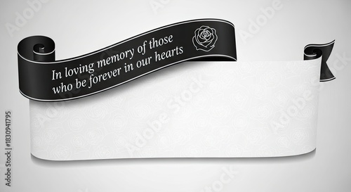 Honor a loved one with this elegant memorial ribbon banner, a heartfelt tribute to cherish memories and express sympathy during times of remembrance