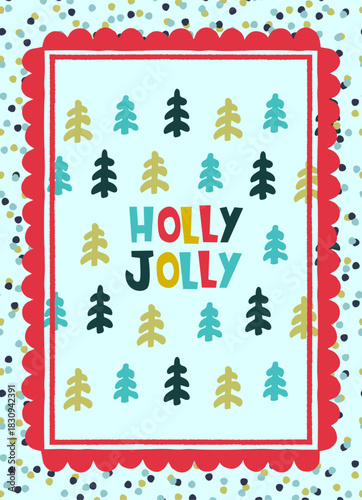 Merry Christmas and New Year card in a decorative frame trend of the year for festive projects, logos, stickers, invitations, scrapbooking, wall posters, social media, home, crafts and goods