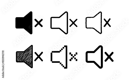 Muted sound icons in various styles and line thicknesses