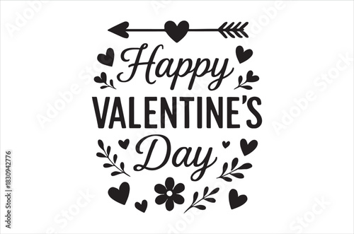 A heart shaped arrow and floral design for a happy valentine s day