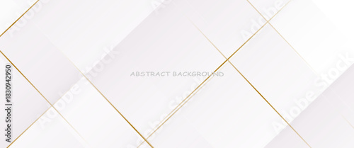 Modern white and gold abstract background. Abstract geometric shape white gold background with light and shadow 3D layered. suit for media in product design
