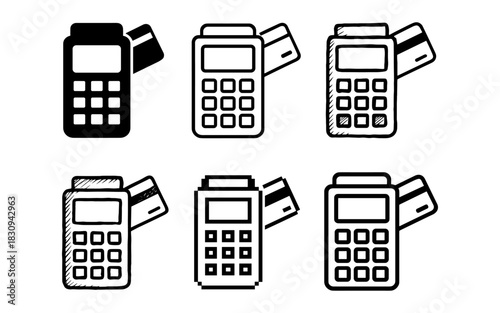 Diverse sketch style card readers in bold, pixel, and outline designs