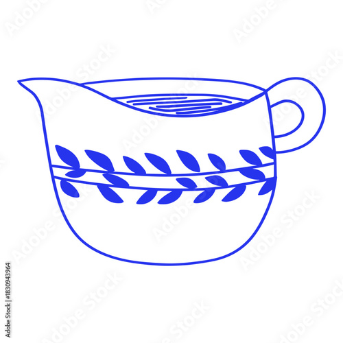 Blue Floral Creamer Line Art Illustration
