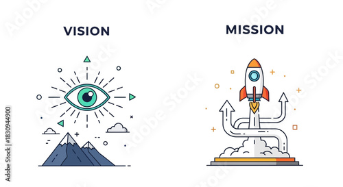 Vision and Mission: Conceptual Illustration Representing Business Strategy and Goals