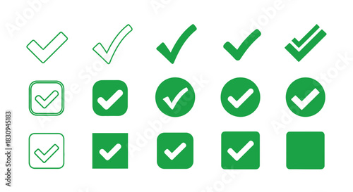 Versatile collection of green check mark icons for approval and confirmation