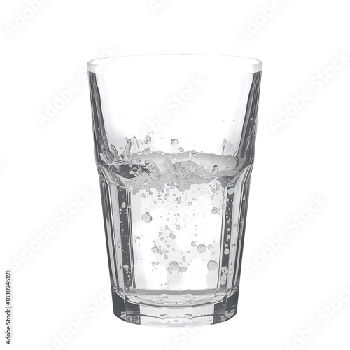 Clear Glass Filled With Fresh Water on a Simple White Background