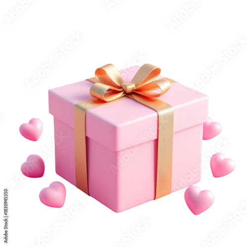 Celebrate Love With a Pink Gift Box Surrounded by Heart-Shaped Decorations