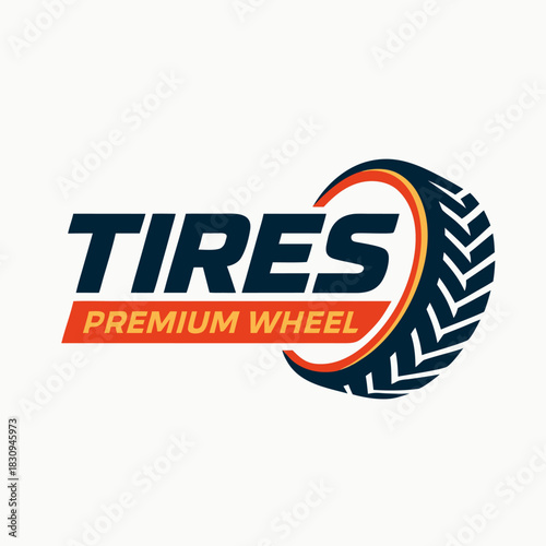 Premium tires wheel service logo design template for automotive business, fast repair shop, and wheel balancing concepts