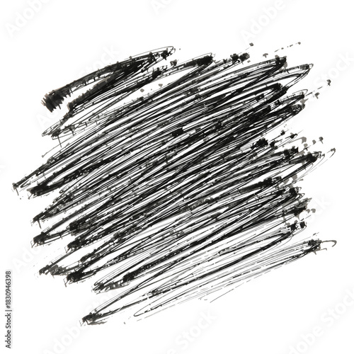 Abstract Black Scribble on White Background Showing Artistic Expression in a ...