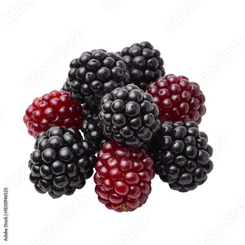 Fresh Blackberries and Raspberries Arranged in a Decorative Cluster for Healt...