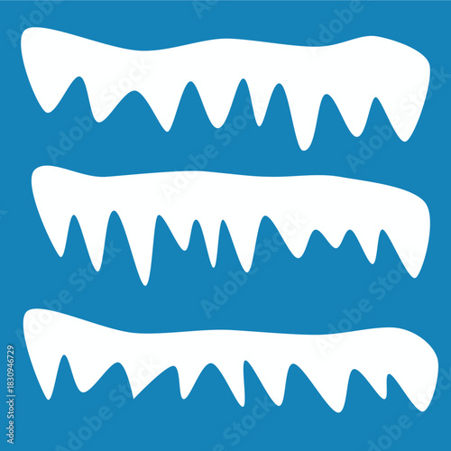 Realistic 3d snow caps. Collection of ice caps. Winter design vector snowdrifts. Christmas and New Year decoration elements.