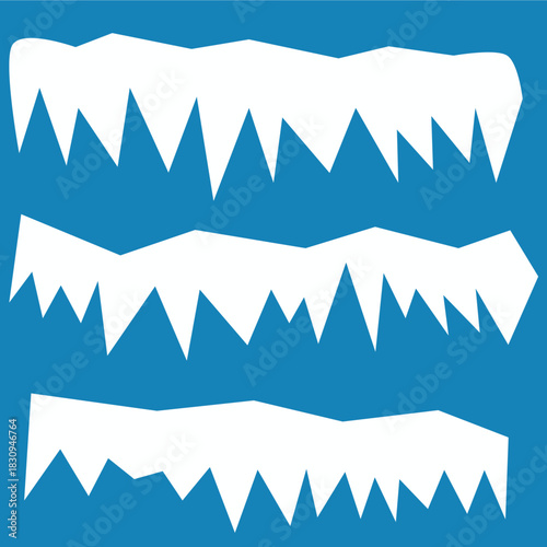 Realistic 3d snow caps. Collection of ice caps. Winter design vector snowdrifts. Christmas and New Year decoration elements.