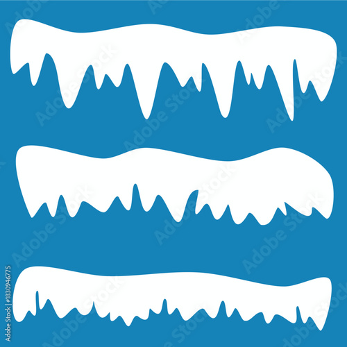 Realistic 3d snow caps. Collection of ice caps. Winter design vector snowdrifts. Christmas and New Year decoration elements.