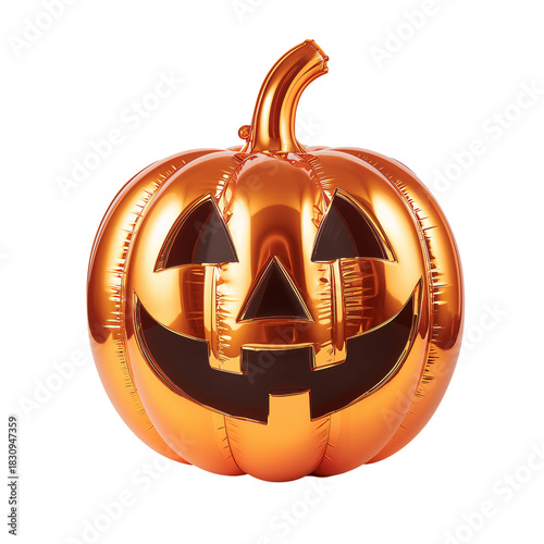 Festive Halloween Pumpkin Balloon in Bright Orange Color With Smiling Face De...