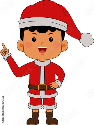 Cartoon Frizzy Boy character celebrating Christmas