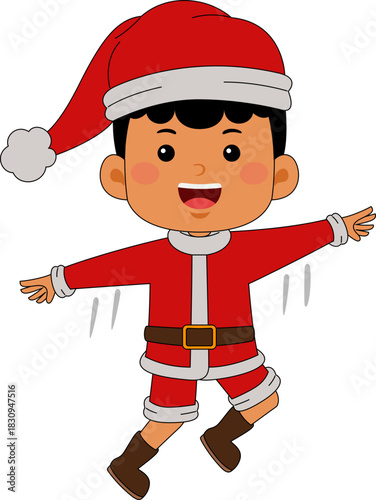 Cartoon Frizzy Boy character celebrating Christmas