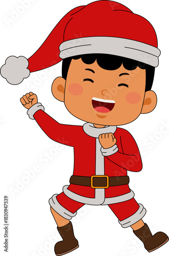 Cartoon Frizzy Boy character celebrating Christmas