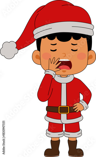 Cartoon Frizzy Boy character celebrating Christmas