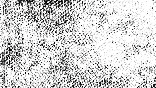 Gritty halftone distress texture, abstract monochrome dust effect overlay design Vector, illustration
