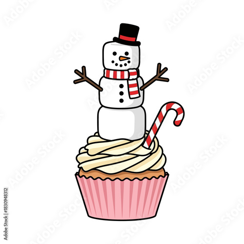 Whimsical winter treat snowman cupcake delight seasonal confectionery dessert art