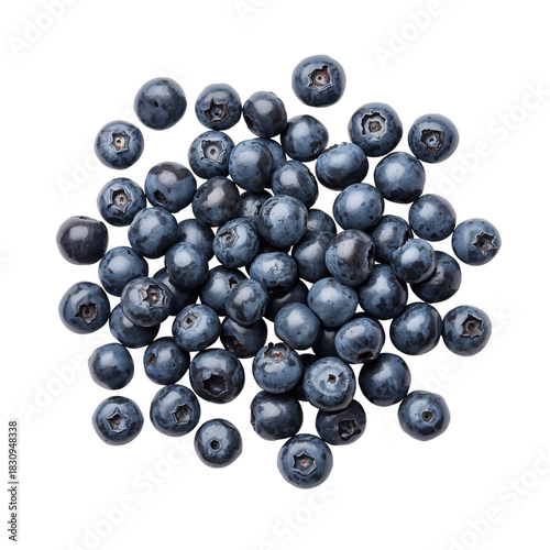 Fresh Blueberries Arranged on a White Background in a Close up View Showcasin...