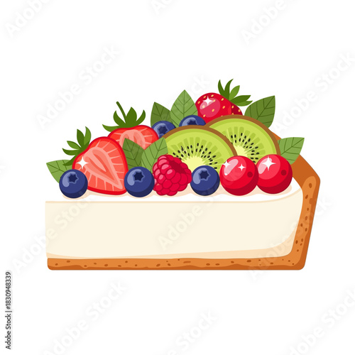 A Slice of Delightful Fruit Topped Cheesecake Indulgence for Dessert Connoisseurs