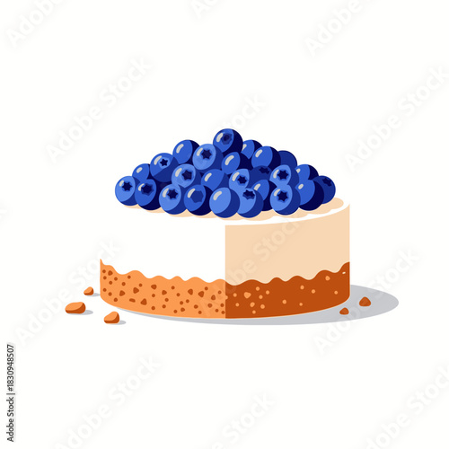 Minimalist blueberry cake illustration offering a delightful dessert presentation with a clean