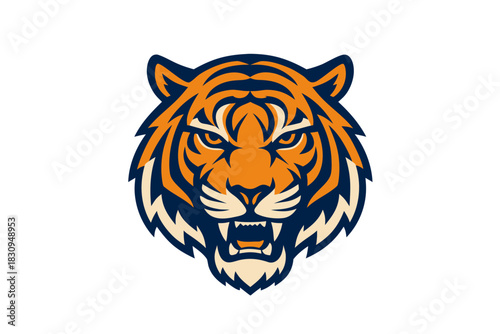 Intense tiger mascot illustration for sports team branding or logo design with a powerful and dynamic visual impact