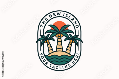 Create a stunning island logo for your brand with this professional tropical beach scene perfect for travel or leisure businesses