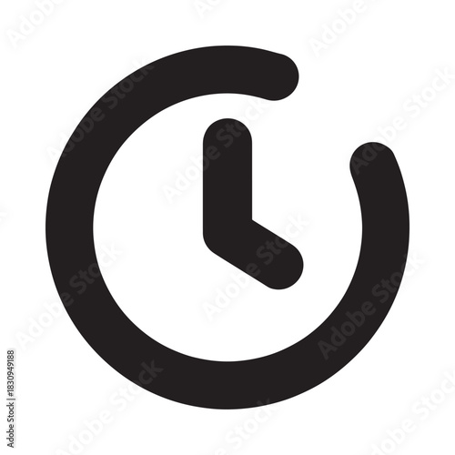 Simple black clock icon representing time and schedule