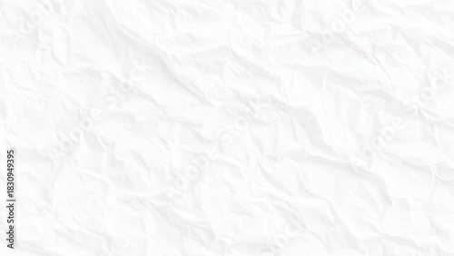 Crumpled white paper texture background with visible creases and wrinkles Vector, illustration