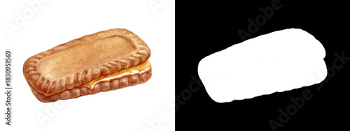 Delicious Watercolor Illustration of Nut Filled Cookies with Golden Layers