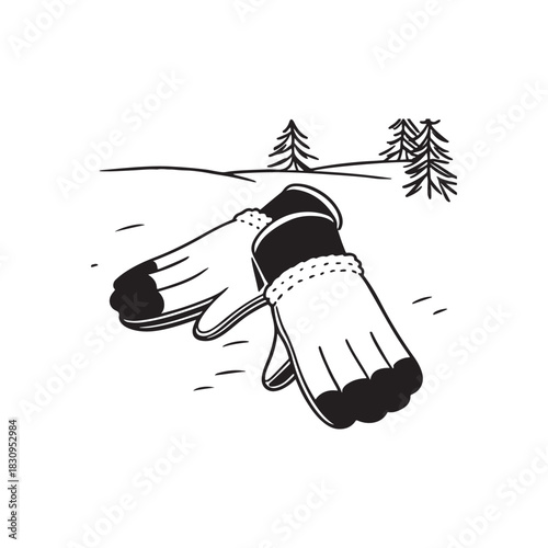 Winter Gloves in a Snowy Landscape