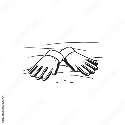 Pair of Winter Gloves Lying on the Ground